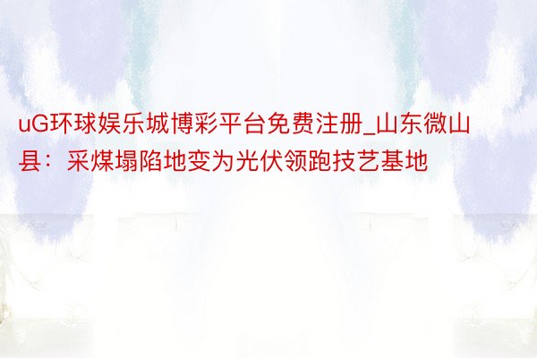 uG环球娱乐城博彩平台免费注册_山东微山县：采煤塌陷地变为光伏领跑技艺基地