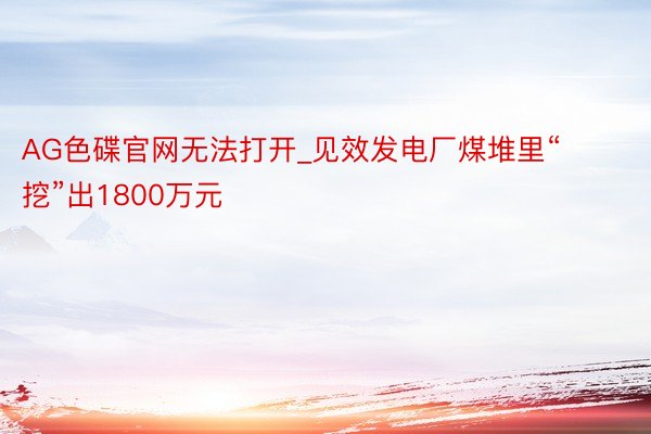 AG色碟官网无法打开_见效发电厂煤堆里“挖”出1800万元